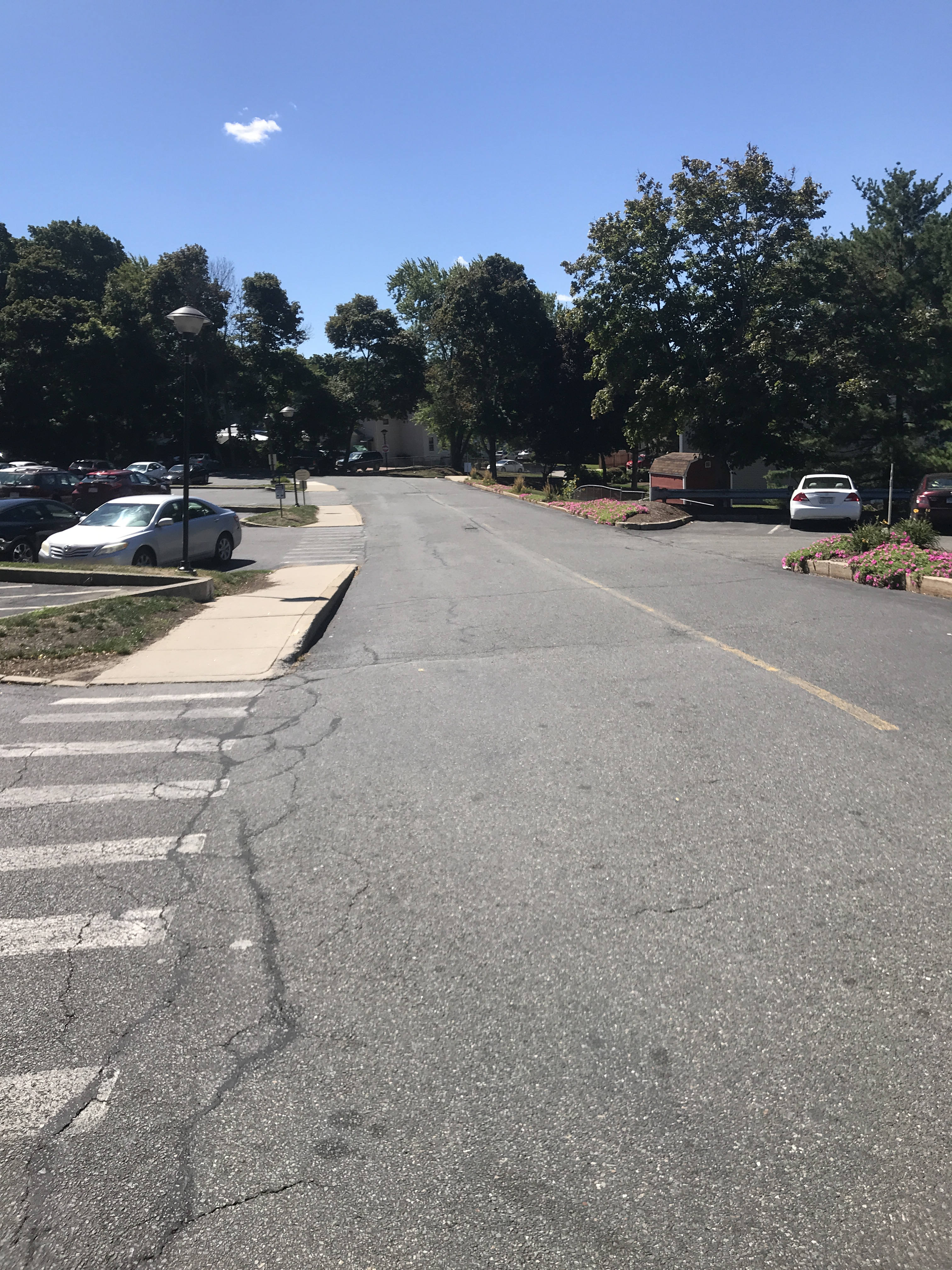 A view from the Salem Heights parking lot, showing the driveway