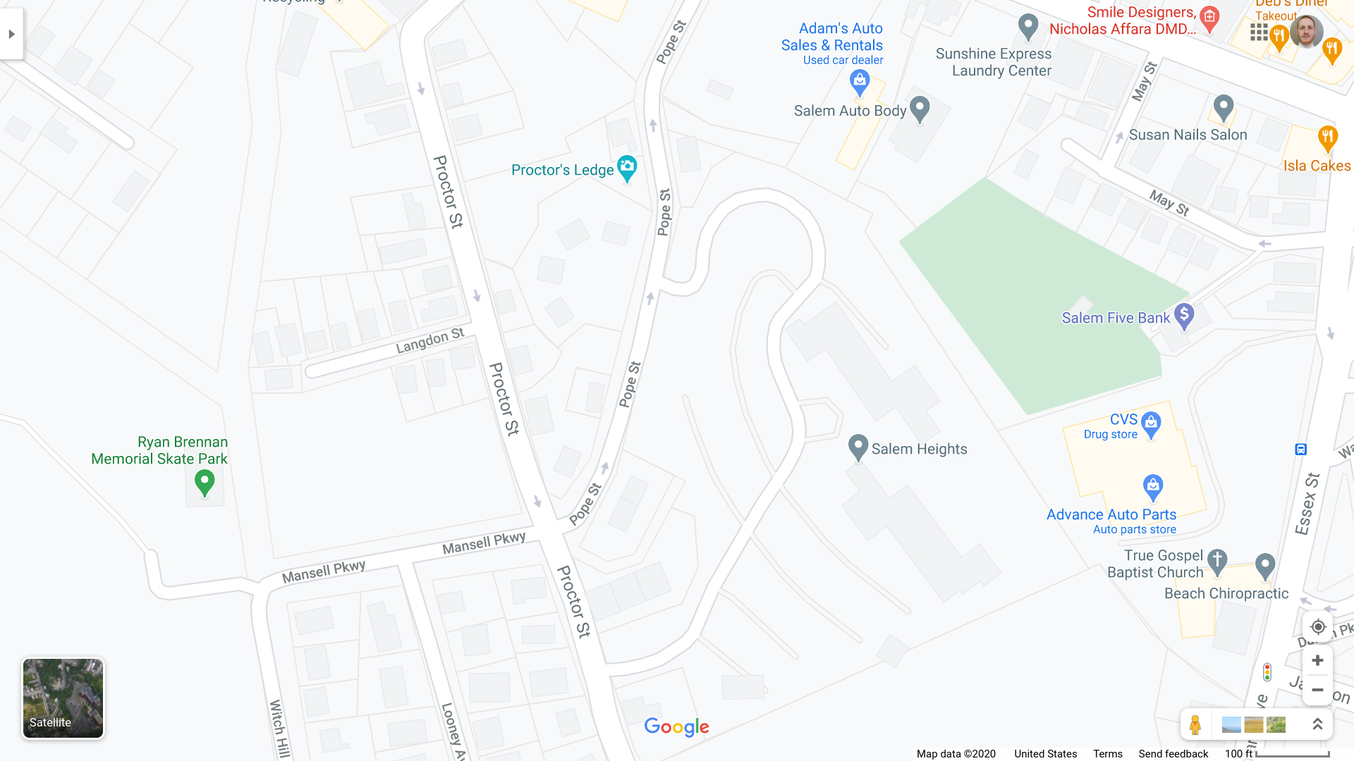 A google map showing a zoomed-in view of the Salem Heights complex.