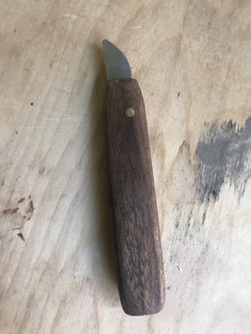 steel, brass, and wood marking knife.