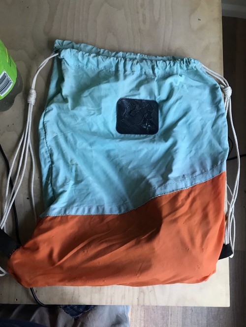 home-made topstitched ripstop nylon bag.